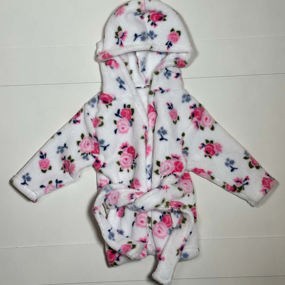 Luvable Friends Baby Girl Floral Bath Robe Size 0-9M